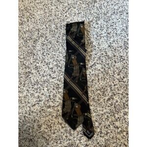 Vintage Robert Talbott Mens Silk Tie  USA Hand Sewn Golf Brown Golf Man